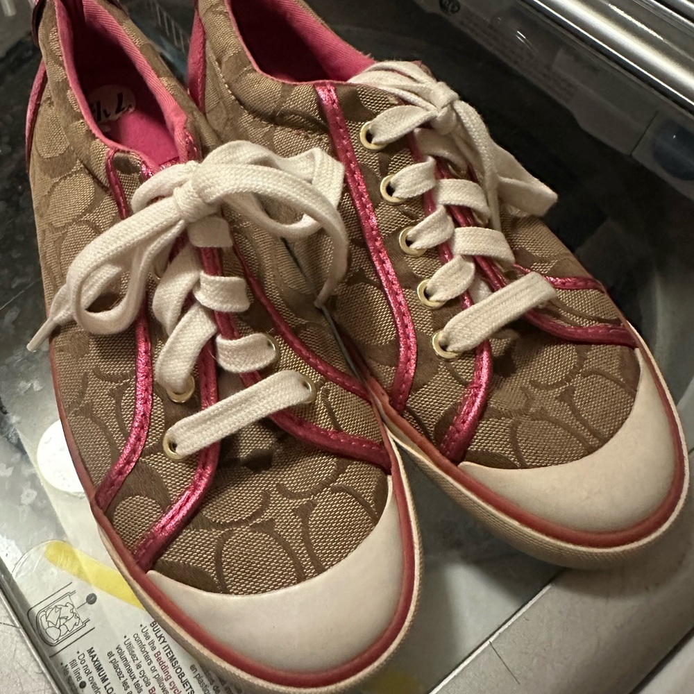 Coach Brown and Pink Patterned Sneakers